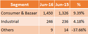 Pidilite Segment Revenue June 2016